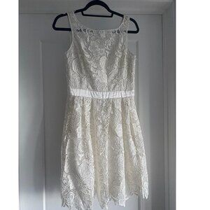Aidan Mattox Lace Dress Womens Size 6 Ivory V Neck Sleeveless Elegant Chic